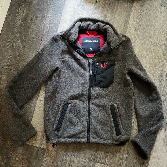 Abercrombie & Fitch Grey Fleece Zip Up Sweatshirt Boys XL 16 - Picture 1 of 7